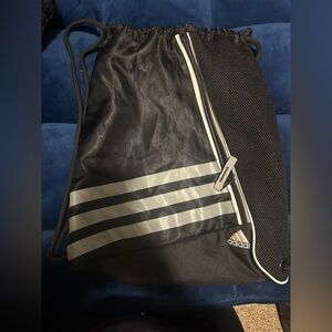 Adidas Black and Gray Drawstring Backpack